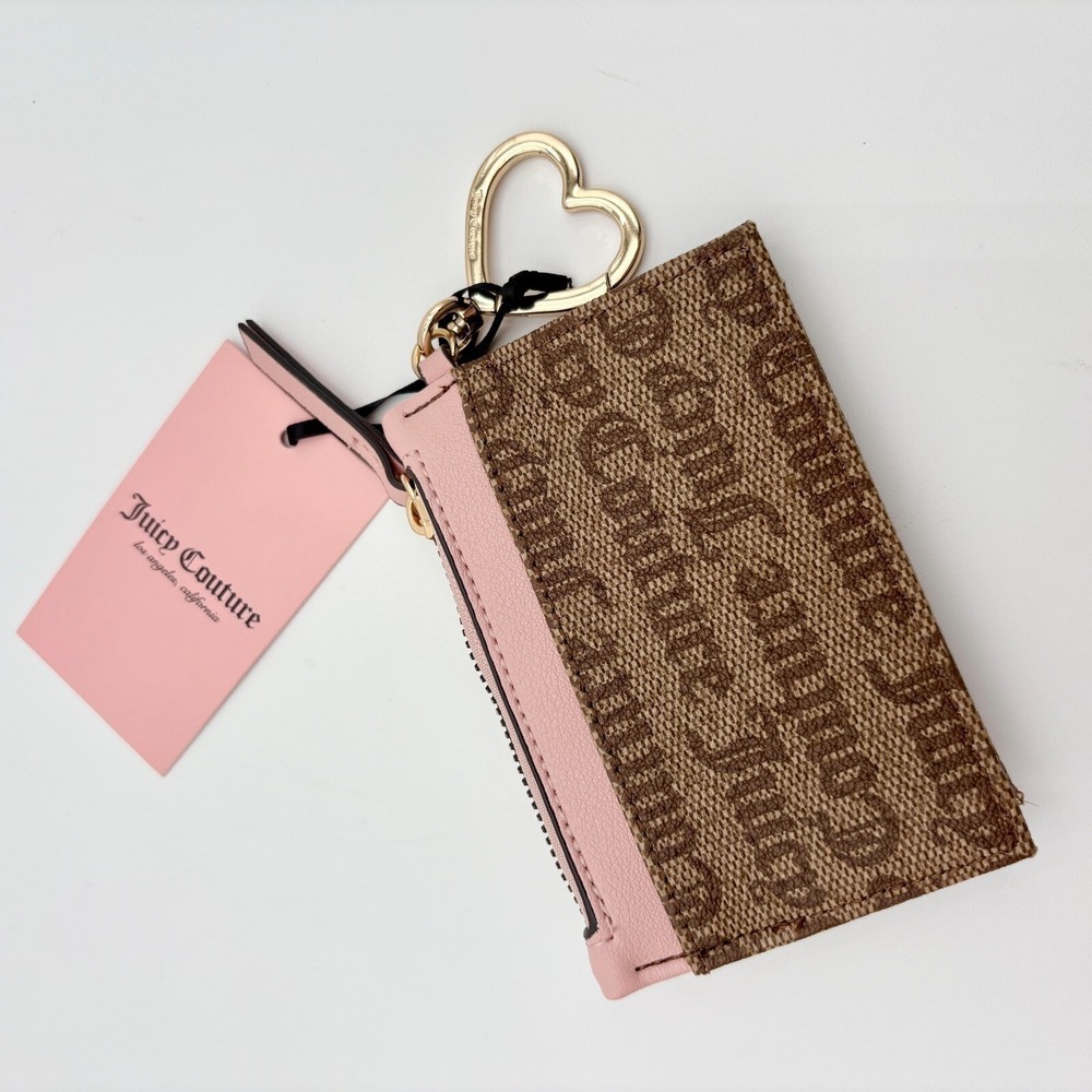 JUICY COUTURE Spring Fling Tab Chestnut and Pink Elongated Card Case New - Picture 2 of 3